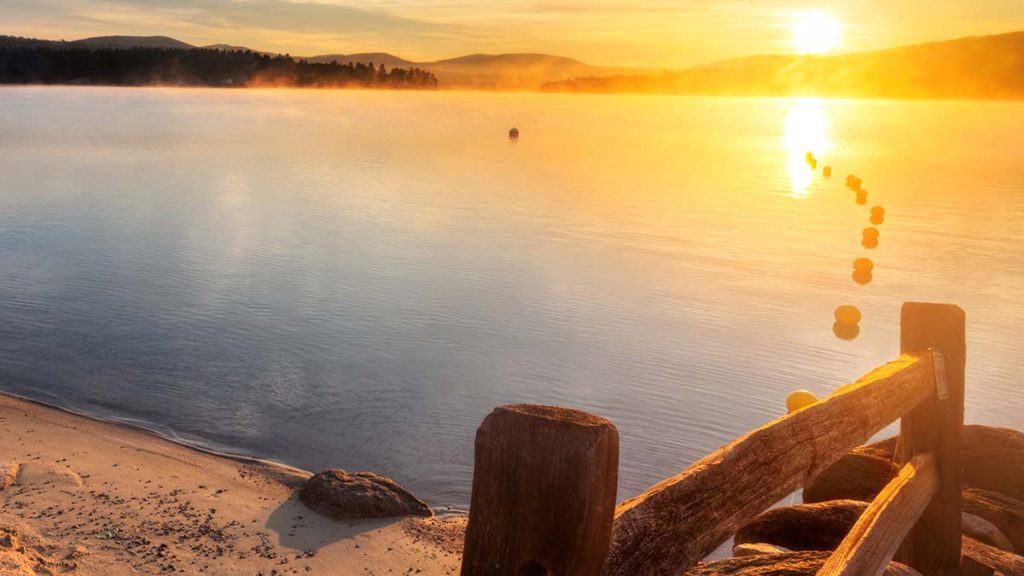 shoreline at sunset